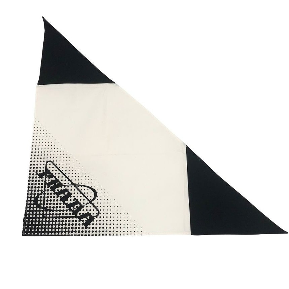 Prada cotton scarf/muffler, triangular scarf with polka dot pattern, black an...